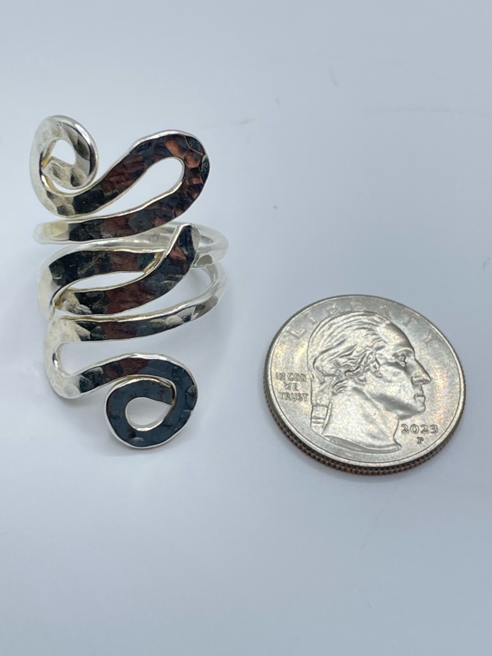 Vintage Taxco Silver Wrap Ring Hammered Statement Bold Southwestern Sz 8.5 - Picture 5 of 8